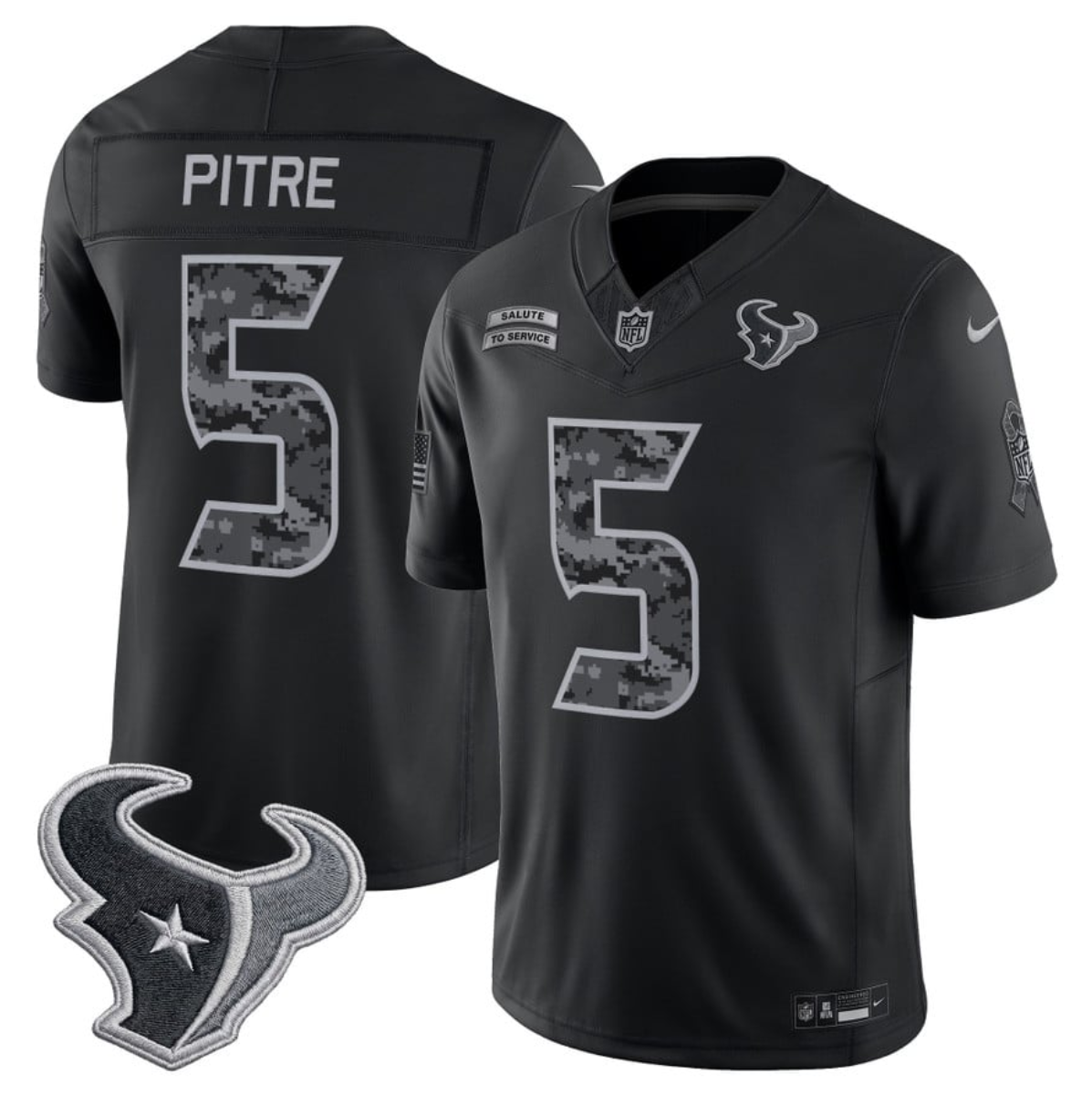 Men's Black Houston Texans #5 Jalen Pitre F.U.S.E. 2026 Salute to Service Limited Stitched Football Jersey